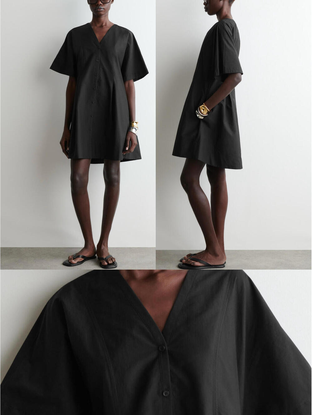 COS Pleated A-Line Mini Dress with Pockets NWT Black Size 10 / EUR 40